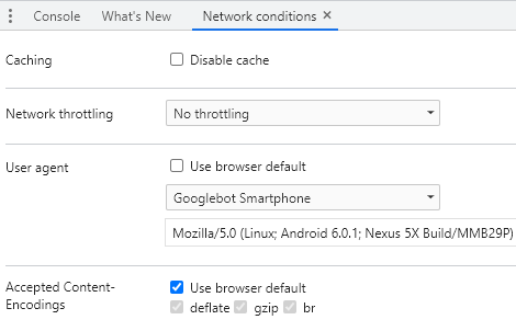 Cambiar user agent google chrome devtools